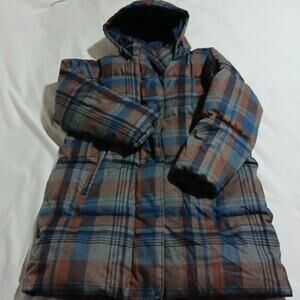 A New Day Extra Large Multicolor Plaid Puffer Coat Long Water Resistant